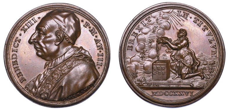 STATO PONTIFICIO. BENEDETTO XIII (Pier Francesco Vincenzo Maria Orsini), 1724-1730. Medaglia annuale in bronzo 1726/A. III. Consacrazioni giubilari.  - Auction Numismatics - Medals and popes - II - Cambi Casa d'Aste