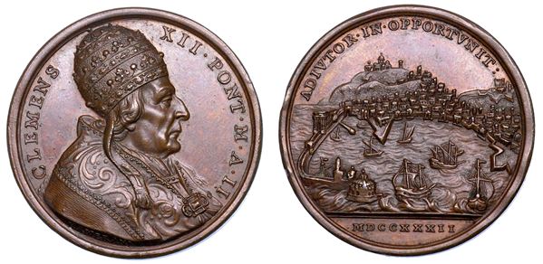 STATO PONTIFICIO. CLEMENTE XII (Lorenzo Corsini), 1730-1740. Medaglia annuale in bronzo 1732/A. II. Istituzione del porto franco di Ancona.