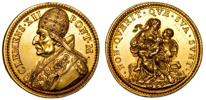 STATO PONTIFICIO. CLEMENTE XII (Lorenzo Corsini), 1730-1740. Medaglia in bronzo dorato s.d.  - Auction Numismatics - Medals and popes - II - Cambi Casa d'Aste