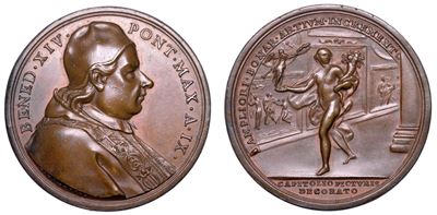 Stato Pontificio. Benedetto XIV (prospero Lorenzo Lambertini), 1740-1758. Medaglia Annuale in Bro...