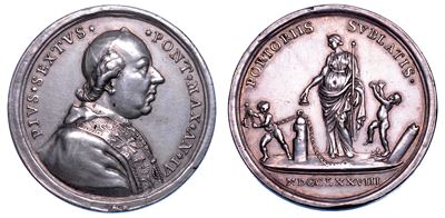 Giannangelo Braschi (Pio VI), Medaglia annuale in bronzo argentato 1778/A «Abolizione dei pedaggi...