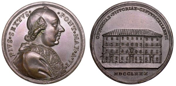 STATO PONTIFICIO. PIO VI (Giannangelo Braschi), 1775-1799. Medaglia annuale in bronzo 1780/A. VI. Il nuovo panificio di Civitavecchia.
