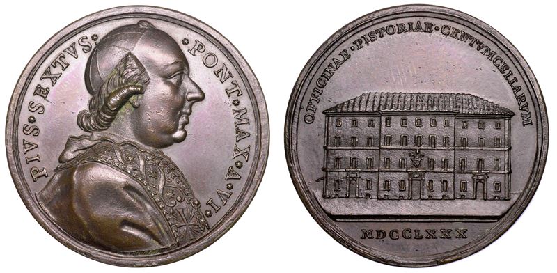 STATO PONTIFICIO. PIO VI (Giannangelo Braschi), 1775-1799. Medaglia annuale in bronzo 1780/A. VI. Il nuovo panificio di Civitavecchia.  - Auction Numismatics - Medals and popes - II - Cambi Casa d'Aste