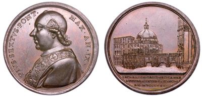 Stato Pontificio. Pio Vi (giannangelo Braschi), 1775-1799. Medaglia Annuale in Bronzo 1783/a. IX....