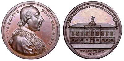 Stato Pontificio. Pio Vi (giannangelo Braschi), 1775-1799. Medaglia Annuale in Bronzo 1786/a. XII...