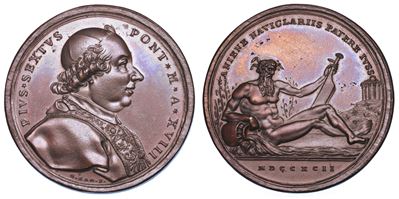 Stato Pontificio. Pio Vi (giannangelo Braschi), 1775-1799. Medaglia Annuale in Bronzo 1792/a. XVI...