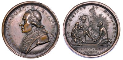 Stato Pontificio. Pio VII (barnaba Chiaramonti), 1800-1823. Medaglia in Bronzo A. X (1809). la La...