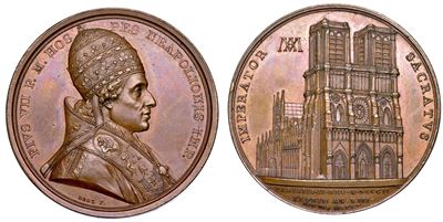 Stato Pontificio. Pio VII (barnaba Chiaramonti), 1800-1823. Medaglia in Bronzo 1804 (a. V). il Po...