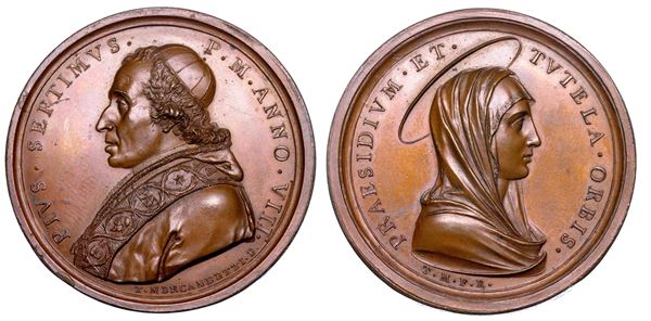 STATO PONTIFICIO. PIO VII (Barnaba Chiaramonti), 1800-1823. Medaglia in bronzo A. VIII.