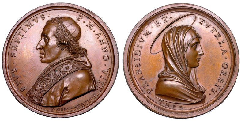 STATO PONTIFICIO. PIO VII (Barnaba Chiaramonti), 1800-1823. Medaglia in bronzo A. VIII.  - Auction Numismatics - Medals and popes - II - Cambi Casa d'Aste