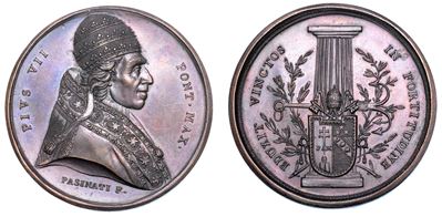 Stato Pontificio. Pio VII (barnaba Chiaramonti), 1800-1823. Medaglia in Bronzo (1814/a. XV). Libe...