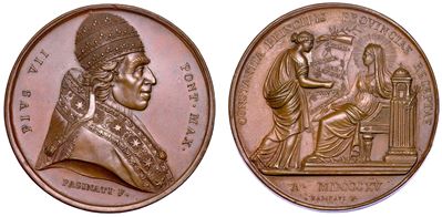 Stato Pontificio. Pio VII (barnaba Chiaramonti), 1800-1823. Medaglia in Bronzo 1815 (a. XVI). Res...