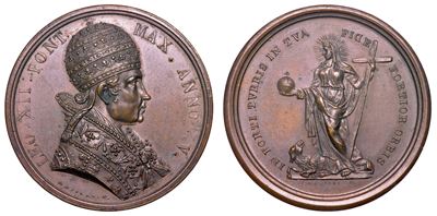 Stato Pontificio. Leone XII (annibale Sermattei della Genga), 1823-1829. Medaglia in Bronzo A. V ...