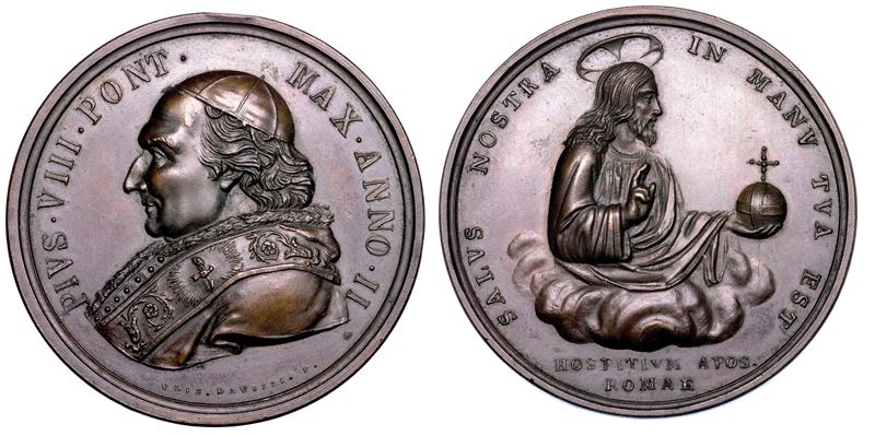 STATO PONTIFICIO. PIO VIII (Francesco Saverio Castiglioni), 1829-1830. Medaglia in bronzo A. II (1830). Ospizio di San Michele.  - Auction Numismatics - Medals and popes - II - Cambi Casa d'Aste