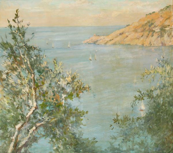 Veduta costiera con barche