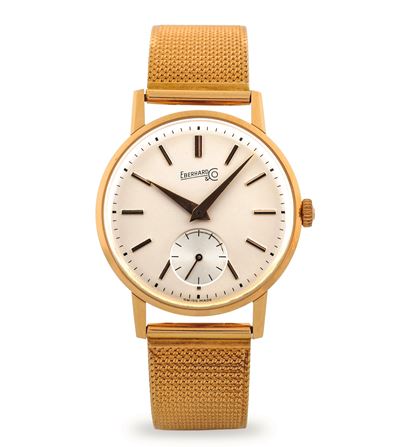 Orologio solo tempo in oro giallo 18k con bracciale maglia milanese, quadrante argenté