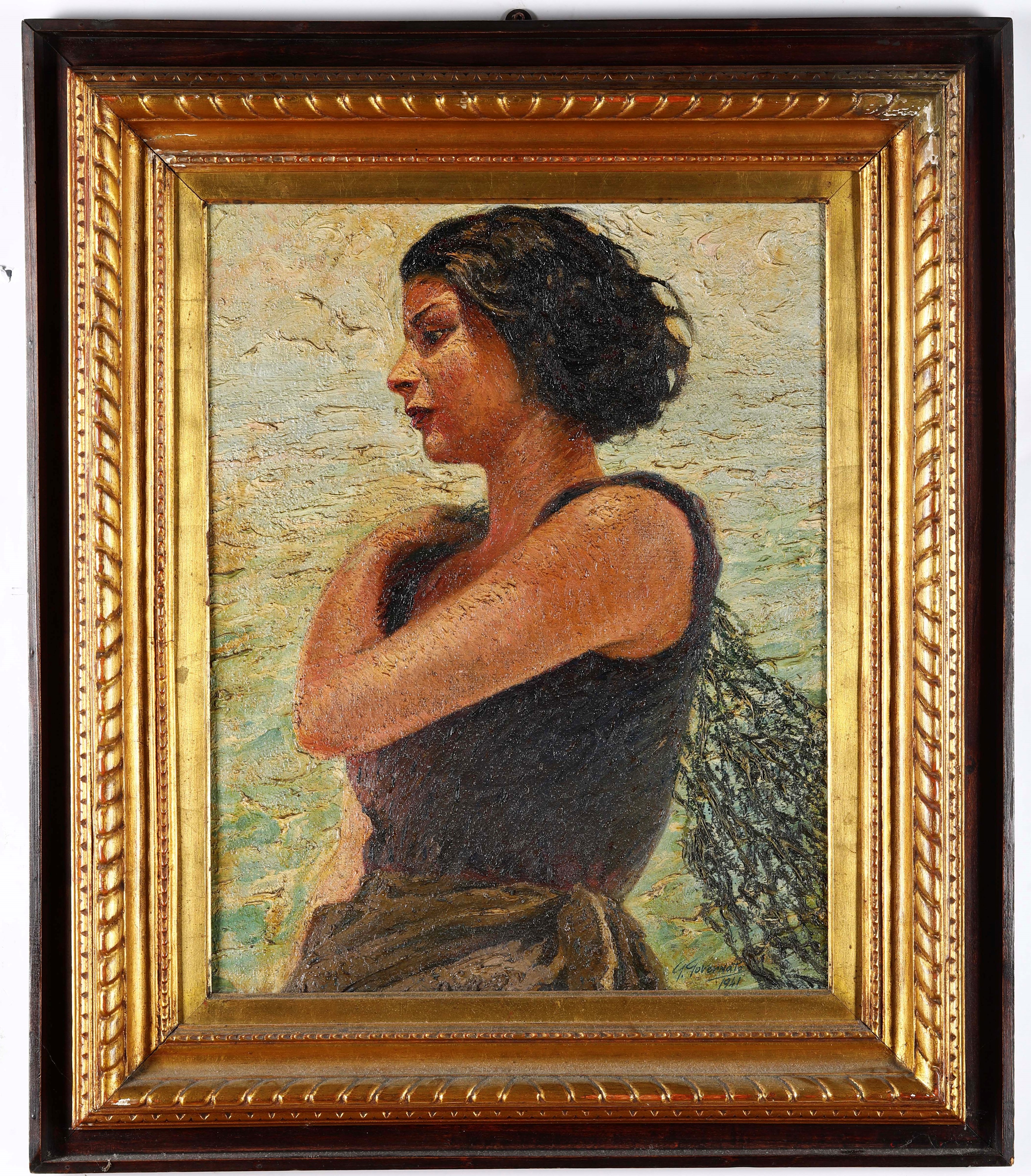 Giovanni Governato - Pescivendola, olio su tela