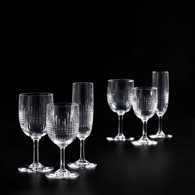Servizio di Calici “nancy” Francia, Manifattura Baccarat, Circa Metà del XX Secolo