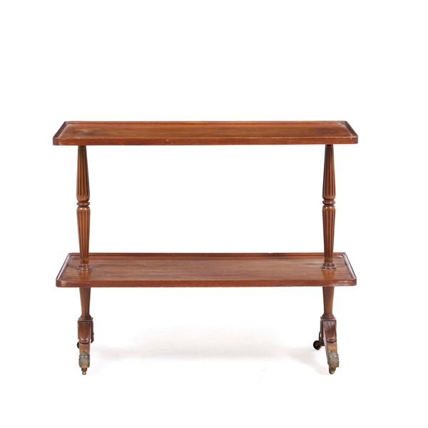 Carrello in legno a due ripiani