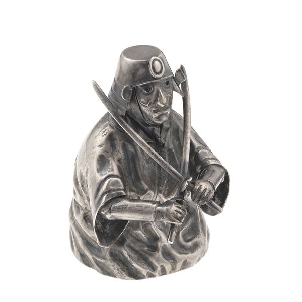 Silver "samurai" table lighter. Signed. Mario Buccellati