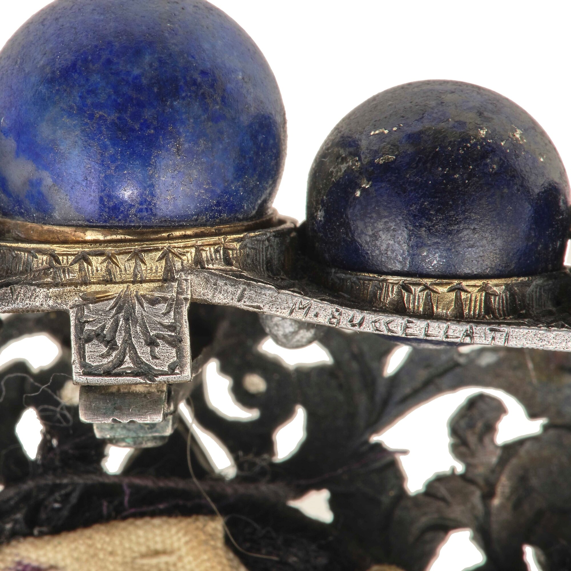M. Buccellati. Borsetta da Sera in Velluto con Inserti in Lapislazzuli