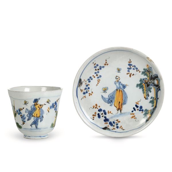 Tazza con piattino Savona o Albisola, circa metà del XVIII secolo 