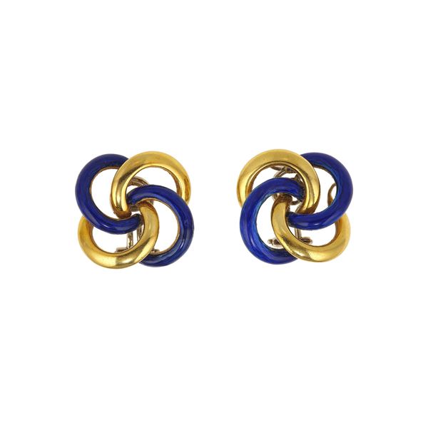 Orecchini con smalto blu