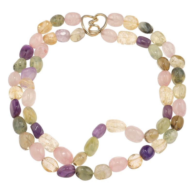 Collana a più fili con quarzi multicolor burattati  - Asta Gioielli - Cambi Casa d'Aste