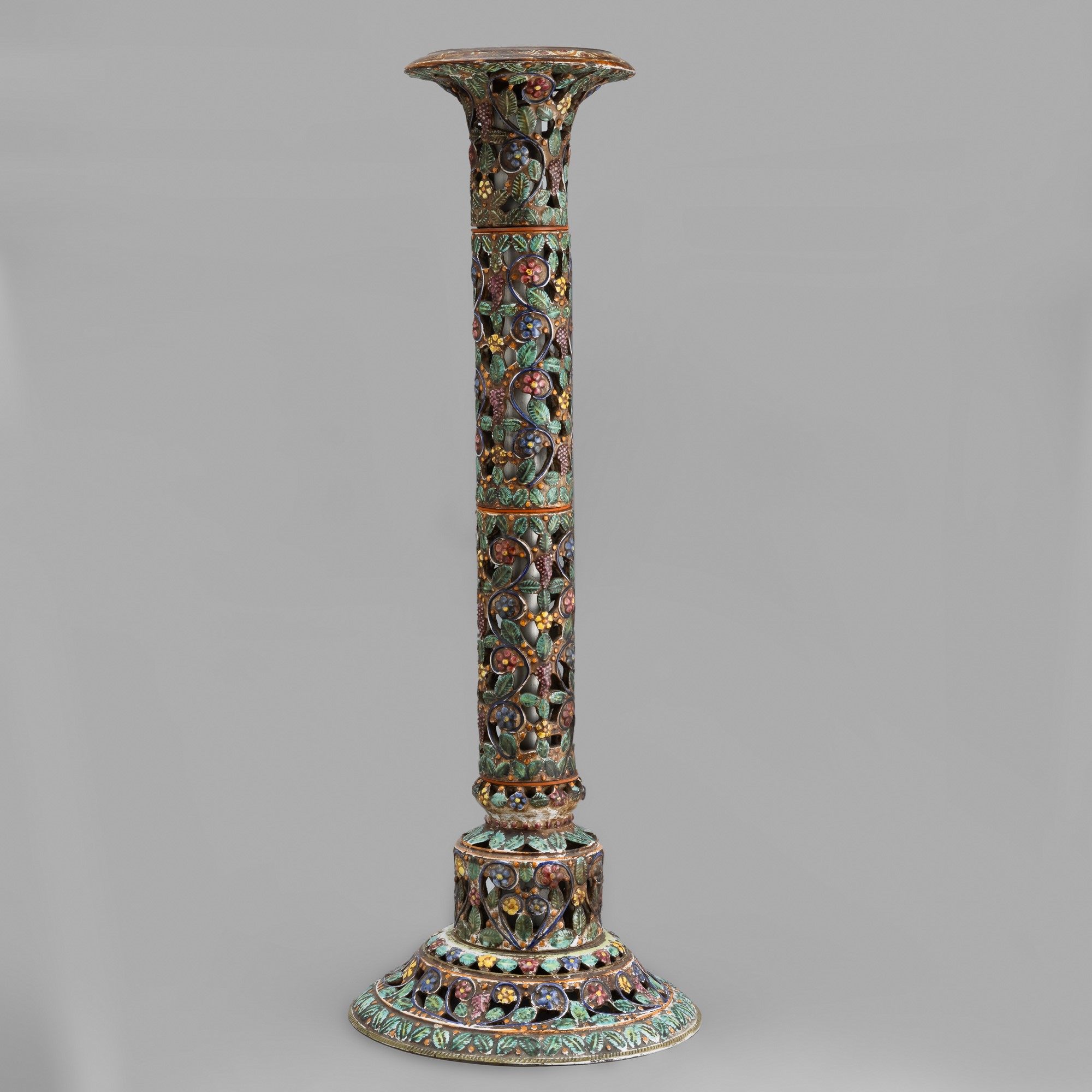 M. da Castelli, Colonna in maiolica policroma, circa 1960