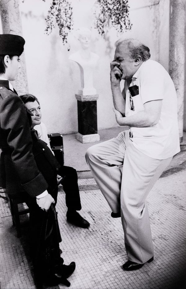 Federico Fellini e Marcello Mastroianni, scene from the movie 