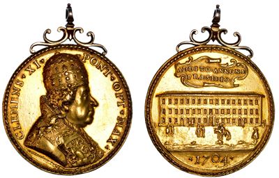 Stato Pontificio. Clemente XI (giovanni Francesco Albani), 1700-1721. Medaglia in Bronzo Dorato 1...