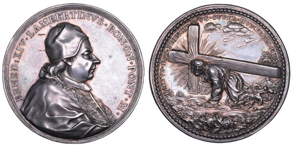 STATO PONTIFICIO. BENEDETTO XIV (Prospero Lorenzo Lambertini), 1740-1758. Medaglia in argento s.d.