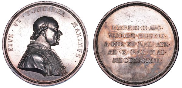 STATO PONTIFICIO. PIO VI (Giannangelo Braschi di Cesena), 1775-1799. Medaglia in argento 1782 (A. VIII). Viaggio a Vienna.