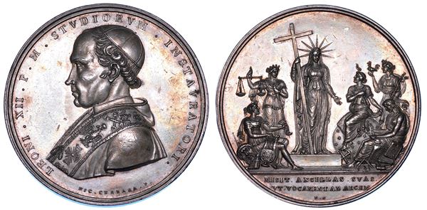 STATO PONTIFICIO. LEONE XII (Annibale Sermattei della Genga), 1823-1829. Medaglia in argento s.d. (A. I). Istituzione della Congregazione degli Studi.
