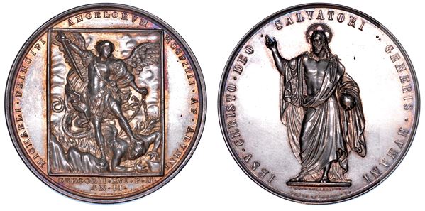 STATO PONTIFICIO. GREGORIO XVI (Bartolomeo Alberto Cappellari), 1831-1846. Medaglia in argento A. II (1832). Ospizio Apostolico di San Michele di Roma.