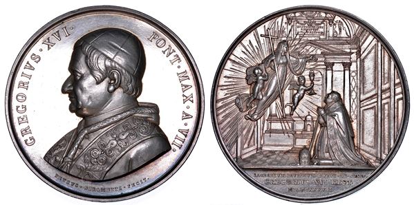 STATO PONTIFICIO. GREGORIO XVI (Bartolomeo Alberto Cappellari), 1831-1846. Medaglia in argento 1837/A. VII. Restauro della Cappella Paolina in Vaticano.