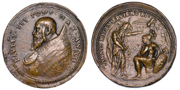 STATO PONTIFICIO. PAOLO III (Alessandro Farnese), 1534-1549. Medaglia in bronzo A. XII (1546). Apertura concilio di Trento.