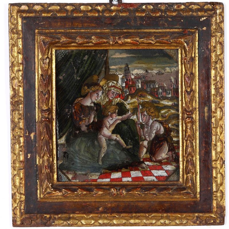 Scuola del XVIII secolo Madonna con bambino e San Giovannino