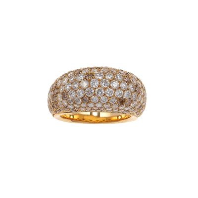 Anello con Pavé di Diamanti Bianchi e Brown