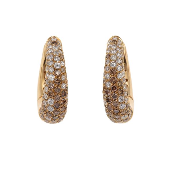Pair of diamond and gold earrings