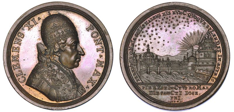 STATO PONTIFICIO. CLEMENTE XI (Giovanni Francesco Albani), 1700-1721. Medaglia in bronzo. Per la morte del Pontefice.  - Auction Numismatics - Medals and popes - II - Cambi Casa d'Aste