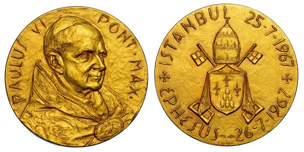 VATICANO. PAOLO VI (Giovanni Battista Montini), 1963-1978. Medaglia in oro 1967.
