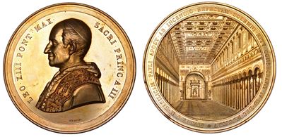 Roma. Leone XIII (vincenzo Gioacchino Luigi Pecci), 1878-1903. Medaglia in Bronzo Dorato di Massi...