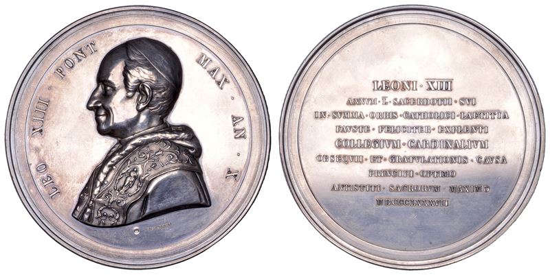 ROMA. LEONE XIII (Vincenzo Gioacchino Luigi Pecci), 1878-1903. Medaglia in argento di massimo mod...