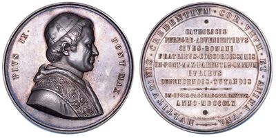 Stato Pontificio. Pio IX (giovanni Maria Mastai Ferretti), 1846-1878. Medaglia in Argento 1860/a....
