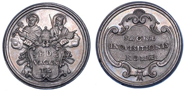 STATO PONTIFICIO. SEDE VACANTE (XVIII SEC.) Medaglia in argento s.d. Congregazione della Santa Romana ed Universale Inquisizione, detta del Santo Uffizio.