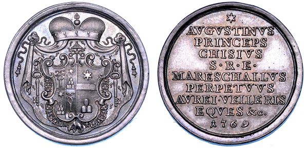 STATO PONTIFICIO. SEDE VACANTE 1769. Medaglia in argento emessa dal Maresciallo del Conclave Principe Agostino Chigi.