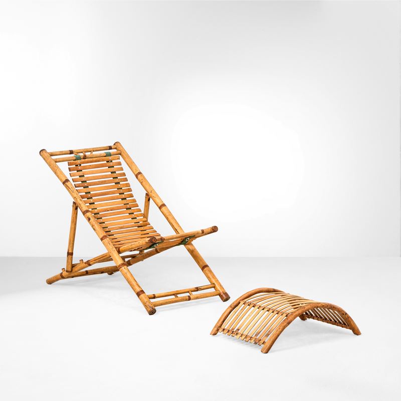 Chaise longue e poggiapiedi  - Asta Arredi del XX secolo - Cambi Casa d'Aste