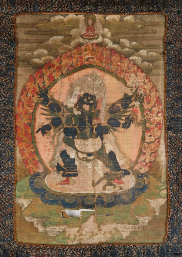 Thangka raffigurante Mahakala, India, XIX secolo