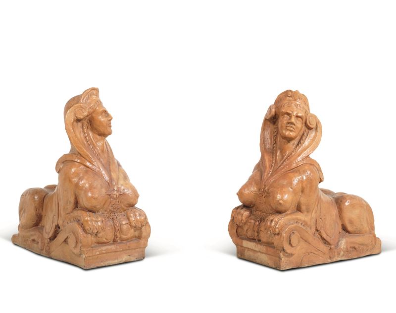 Coppia di sfingi. Plasticatore del XX secolo  - Auction 19th-20th Century Sculpture - Cambi Casa d'Aste